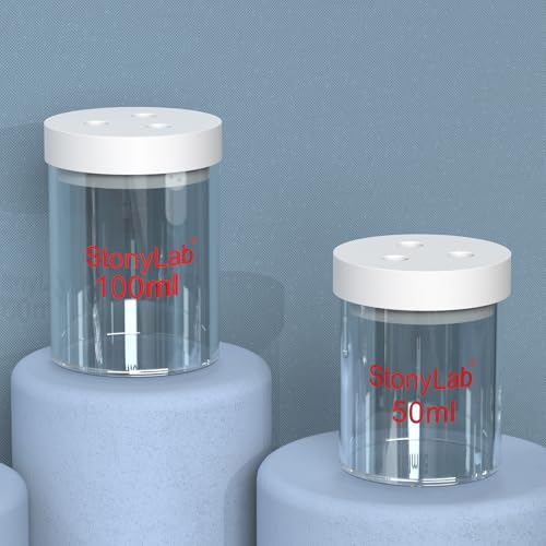 stonylab Single Chamber Non-Sealed Electrolytic Cell, Simple Three-Electrode Reaction Cell, Electrochemical Cell Kit Reactor Electrolyzer with PTFE Lid, No Electrode Included, 50 ml - size: 50 ml