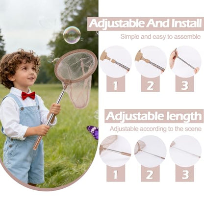 Bug Catcher Kit for Kids,11 PCS Wooden Bug Catching Kit with Butterfly Net,Magnifying Glass,Bug Habitat,Binoculars,Compass,Kids Explorer Kit for Backyard & Camping,Fun Gift for Girls Boys (11PCS)