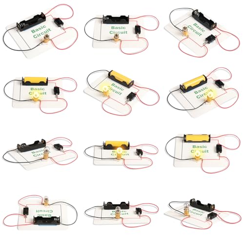 12 Bulk Electric Circuit Kit for Kids Age 8-12, Basic Circuits Science Light Bulb Experiments for Beginners, Class STEM Projects STEAM Activities, Classroom Educational Circuit Board Building Kits