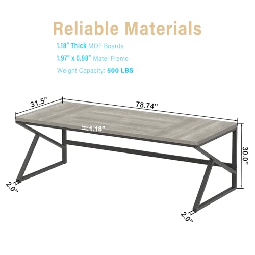 HSH 78 Inch Long Home Office Desk, Extra Large 2 Person Computer Desk Grey - color: Light Grey Oak, size: 78 Inch