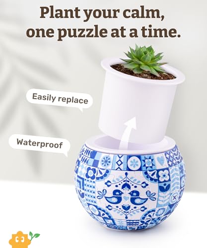 PieceRelax Unique 3D Puzzle Planter - 80 Plastic Pieces [K1117] - color: Danish Folklore Style