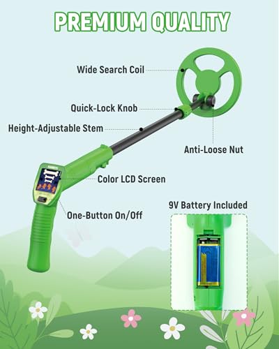 KAIWEETS Kids Metal Detector, 2026 New Animated Color Screen, Adjustable Stem, Lightweight, Treasure Hunt Gift, Complete Starter Kit with Backpack, Bonus Coins, Shovel, Rake (Explorer LITE)