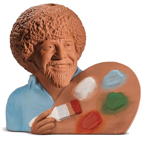 Chia Pet Bob Ross with Palette Terracotta Planter with Seed Pack - style: Bob Ross with Palette
