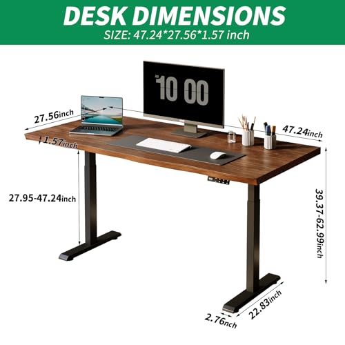 Sihtengxxhongs 47-inch Electric Height-Adjustable Solid Wood Desk, Height Memory Presets, Ergonomic Solid Wood Computer Desk for Home Use, Suitable for Gaming and Home Office Work - size: Adjust-S47