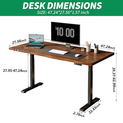 Sihtengxxhongs 47-inch Electric Height-Adjustable Solid Wood Desk, Height Memory Presets, Ergonomic Solid Wood Computer Desk for Home Use, Suitable for Gaming and Home Office Work - size: Adjust-S47