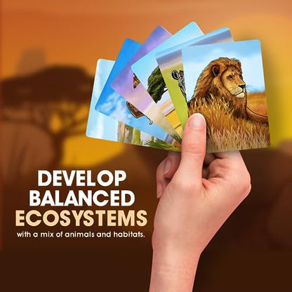 Ecosystem: Savanna - A Family Card Game About Animals on Grassy Woodland of African Savanna - Fun & Educational Ecology Game for Kids & Adults - Strategy Board Game for Gamers, Students & Teachers - style: Ecosystem Savanna