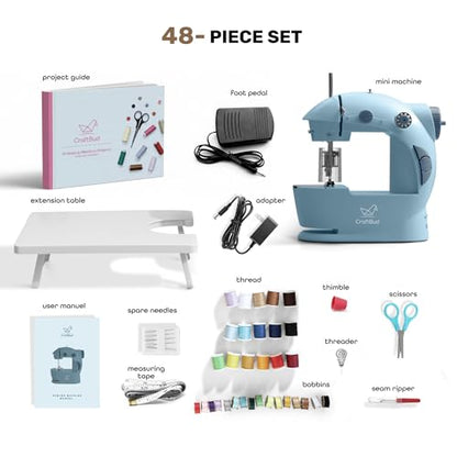 CraftBud Mini Sewing Machine for Beginners, Adults and Kids Sewing Machine - color: Blue, size: Basic Set