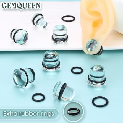 GEMQUEEN 24 Pcs 0.5mm Increments Glass Ear Stretching Kit Hypoallergenic - color: Clear, size: 13mm-16mm | 8pcs