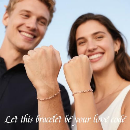 ABYST Permanent Bracelet Kit for Couples - DIY Forever Bracelets Making Set with Rose Gold Plated Chains - Romantic Infinity Jewelry for Anniversary (Rose Gold) - color: Rose Gold