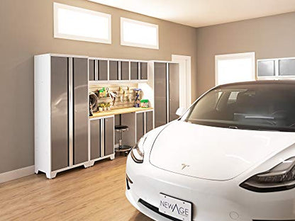 NewAge Products White Bold Series 14PC Garage Cabinetry Set · 24-Gauge Steel · Fully Welded · 216" W x 18" D x 76.75" H, 56992