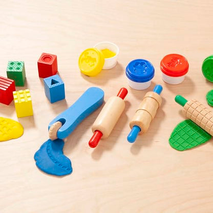 Melissa & Doug Shape, Model, and Mold Clay Activity Set - 4 Tubs of Modeling Dough and Tools