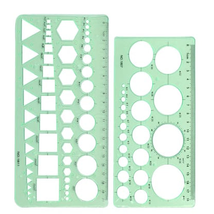 Circle Template, Clear Green Plastic, Style1, 2 PCS - style: Style1,2Pcs