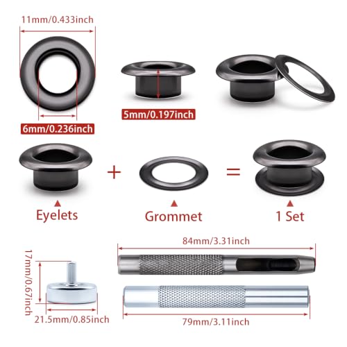 SEMINI 800 Sets 4 Colors 6mm Grommet Eyelet Kit with Install Tool Kit - color: 4 Color,6mm,800Set