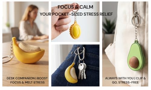 Fruit Fidget Clicker Toy with Mechanical Switch, 3D Printed ASMR Stress Relief Keychain, Cute Banana Sensory Fidget Toy for Teens & Adults Ages 14+