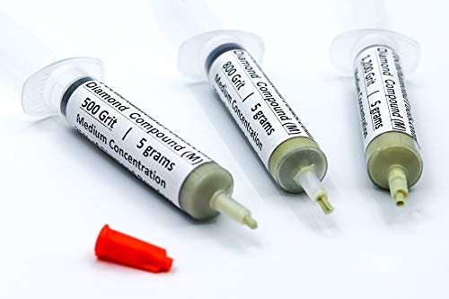 TechDiamondTools Diamond Polishing Paste Kit — 3 Grits (500, 800, 1200) | USA Made | Oil-Based Syringes | Progressive Polishing Set for Metal, Glass, Gemstone, Knife, Jewelry | 25% Diamond Powder - size: 500 800 1200 Grit, style: Medium 25% concentration