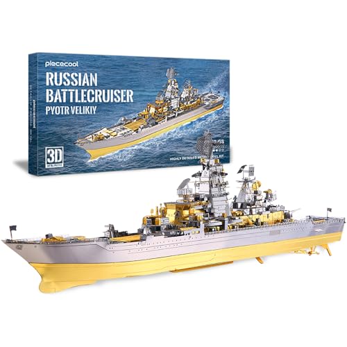 Piececool 3D Metal Puzzles for Teens, Russian Battlecruiser Pyotr Velikiy Battleship Model Kit, 3D Warship Models Building Puzzle for Adults DIY Toys, Birhtday Christmas Gift for Boys Men, 270 Pcs - color: Pyotr Velikiy