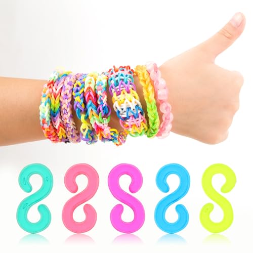 Boao 500 Pieces S Clips for Loom Rubber Band Bracelets Colorful Loom Clips Refill Kit Rubber Band Connectors for Bracelets DIY Making(Colorful)