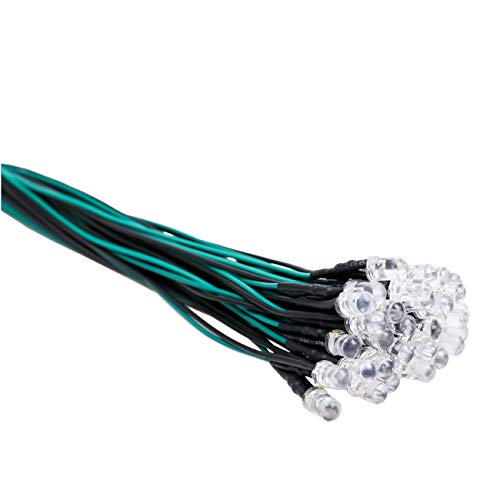 30pcs 12 Volt 5mm Green LED Lights Emitting Diodes Pre Wired 7.9 inch DC 12v LED Light Clear Lens Small LED Lamps - color: [08] Green / 30 Pcs, style: 5mm Solid Light