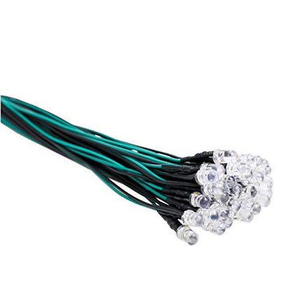 30pcs 12 Volt 5mm Green LED Lights Emitting Diodes Pre Wired 7.9 inch DC 12v LED Light Clear Lens Small LED Lamps - color: [08] Green / 30 Pcs, style: 5mm Solid Light