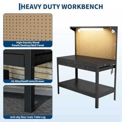 48 in Heavy-Duty Garage Workbench Work Table with 2 Drawers