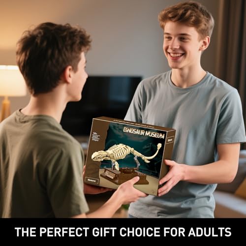 HIGH GODO Dinosaur Fossils Building Set with Display Base, Mosasaurus Dinosaur Fossil Building Block Set, Skeleton Model Set for Home Decor, Ideal Gift for Fossil Lovers Teens Adult 14+ (191PCS) - style: Mosasaurus Dinosaur Fossil