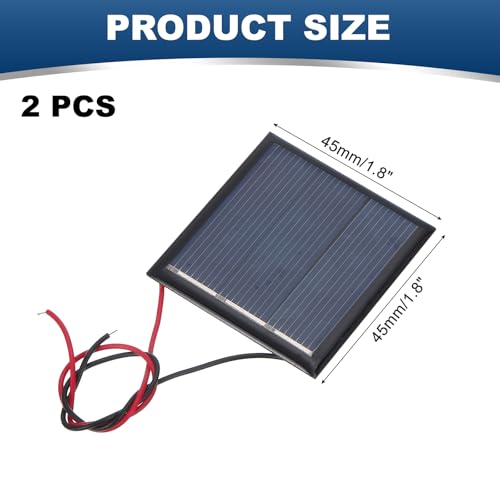 MECCANIXITY 2 Pcs 1.5V 0.225W 150mA Mini Solar Panels, Small Polycrystalline Solar Cell Panel with 2 Cable for DIY Electric Toy Materials Kits Charger, 45mm x 45mm - style: 1.5V 0.225W 150mA