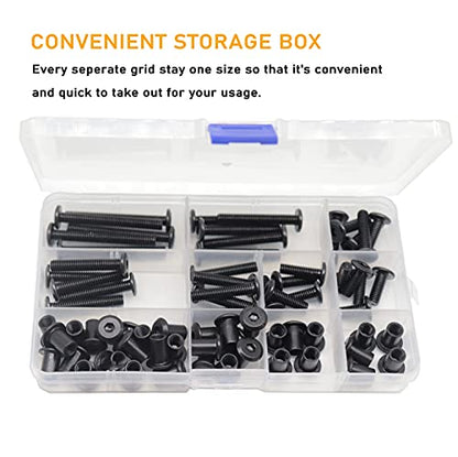 Black M6 Hex Drive Socket Cap Bolts Kit, binifiMux 35-Set Allen Head Countsunk Furniture Crib Bolts Nuts Kit, M6x15mm/ 20mm/ 25mm/ 30mm/ 35mm/ 40mm/ 50mm - size: 15mm/20mm/25mm/30mm/35mm/40mm/50mm 70pcs