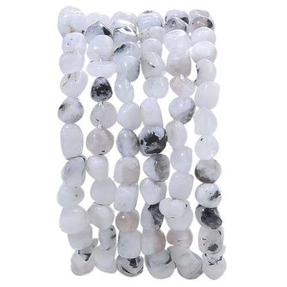 BEADIA Natural Irregular Freeform White Spectrolite Stone Beads for DIY Jewelry Making 5-8mm 38cm - color: White Spectrolite