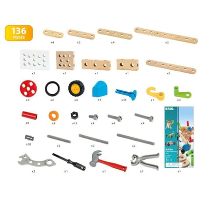 BRIO Builder 34587 Construction Set - 136-Piece STEM Toy with Wood and Plastic for Kids | Enhances Creative Skills | Safety Tested | Age 3 and Up - style: Construction Set