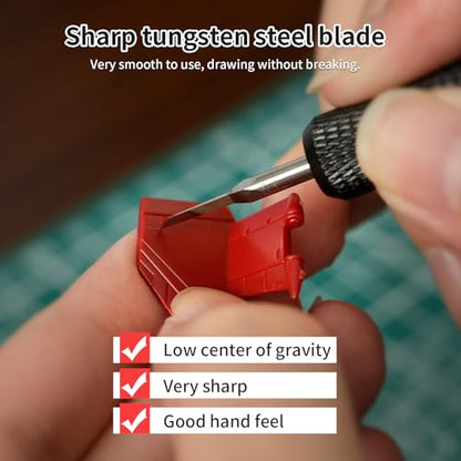 Model Scriber, Line Scriber with Tungsten Steel Blades, Model Scribing Tool for Modeling Hobby, RG Scale Model, Gundam Model Kit, Plastic Models, Resin GK Carved Engraved Lines (0.2MM) - size: 0.2MM