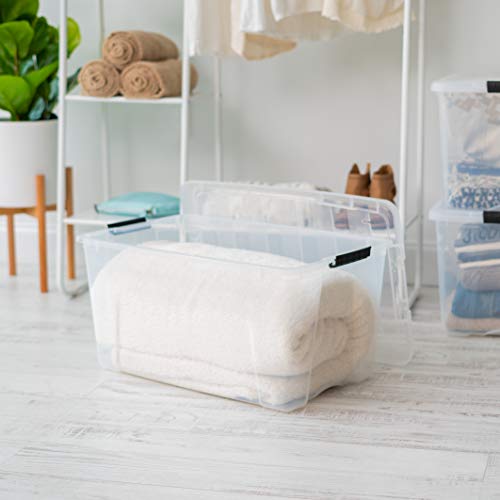 IRIS USA 72 QT Plastic Storage Box with Lid and Latches - 8 Pack - BPA-Free, See-Through Organizing Solution, Durable Nestable Stackable Containers, Secure Pull Handle - Clear - size: 72 Qt, style: 8 Pack