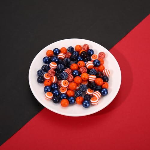 2200PCS+ Game Day Beads Charms for Bracelet Making Polymer Clay Beads Crystal Pearl Letter Gold Spacer Beads Football Charms for Game Day Bracelet Necklace Making DIY Crafts - color: Orange Navy