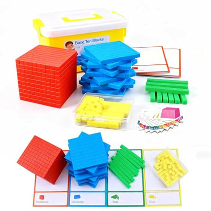 Base Ten Blocks for Math, 135 Pieces Place Value Blocks for Kids