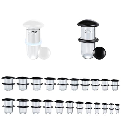 Glass Ear Stretching Kit Gauges 3mm-25mm Single Flare Plugs 4Pcs - color: Black/White, size: 5mm（4G）