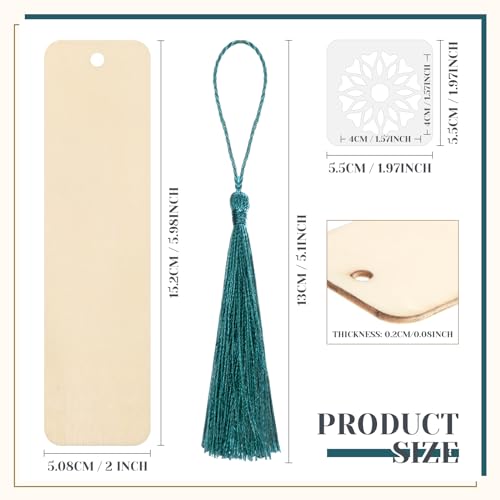 TaoBary 92 Pcs 6 x 2 Inch Floral Wood Bookmark Making Kit Includes 36 Unfinished Blank Bookmarks 36 Tassels 20 Templates, Back to School DIY Painting Craft for Home Class Holiday Teachers Gift - style: Floral