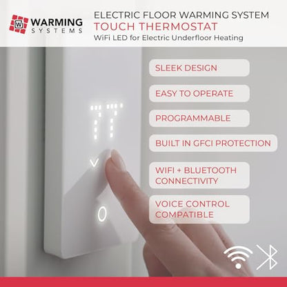 70 Sqft Electric Radiant Floor Heating Cable Kit – 120V Heated Tile Floor System with UWG5 Programmable Thermostat, Sensor, Installation Monitor & 25 Year Warranty, Made in the USA - size: 70 Sq Ft