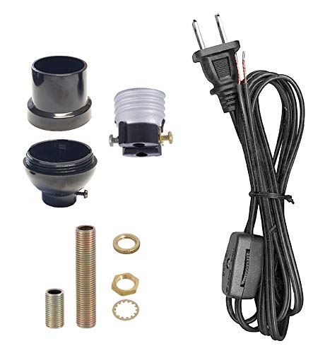B&P Lamp Keyless Table Lamp Wiring Kit with Plastic Socket and Rotary Switch Lamp Cord - color: Black