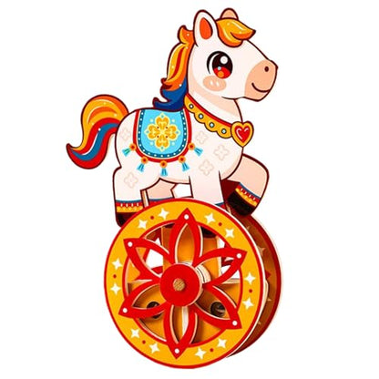 Horse Model Assembly Self-Rocking Base Brain Game - color: Orange