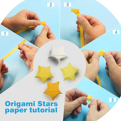 FoDau770 Solid Color Star Paper Strips - 1080 Sheet, Yellow Series - color: Solid Yellow Series