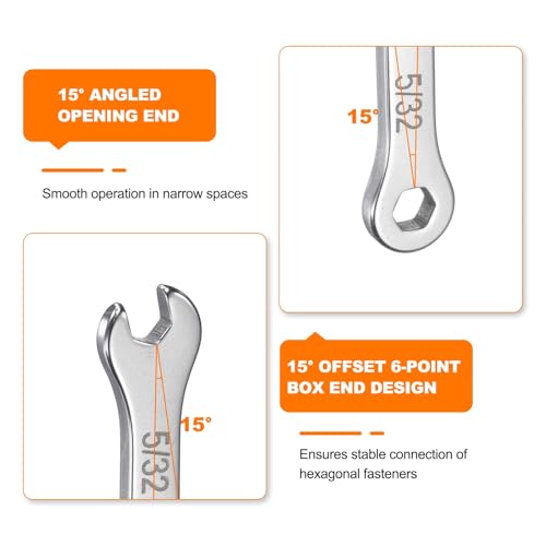 HARFINGTON 5/32" Thin Combination Wrench Stainless Steel Spanner - size: 5/32"