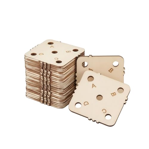 24 pcs 1.8 Inch Square Wooden Weaving Cards with 5 Holes, Tablet Weaving Loom Supplies & Tools for Inkle Loom, Handmade Knitting DIY Craft Projects