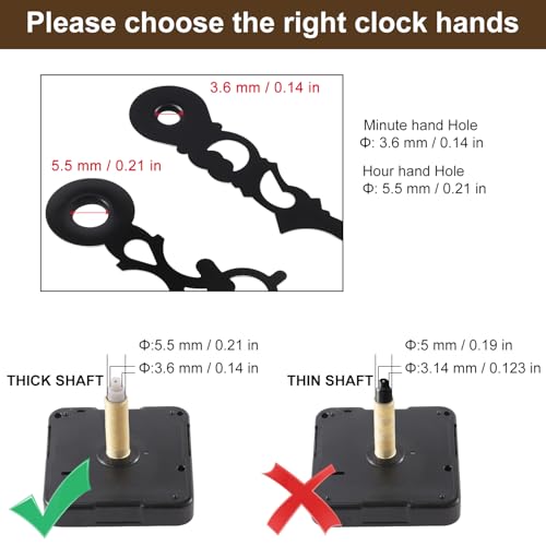 EMOON 2-Pack Quartz Clock Movement Replacement, Battery Operated Silent Clock Mechanism Kit for DIY Wall Clock Repair & Custom Clocks, Total Shaft Length 28 mm*2 - size: Total Shaft Length 28 MM*2