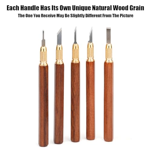 TOOLCOOL Precision Craft Knife Exacto Knife Hobby Knife Set Wooden Handle With 10 Pcs SK5 Steel Blades And Blade Cover For Carving Modeling Scrapbooking Stencil And Art Projects