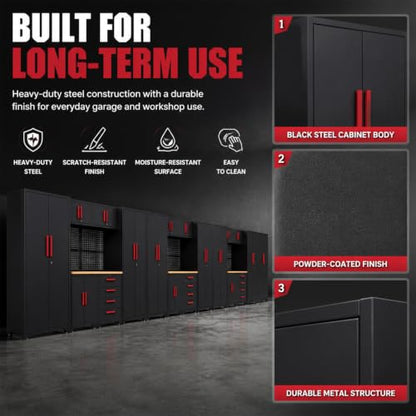 32Pcs Garage Cabinets and Storage System,red Handle - size: Red-32Pcs