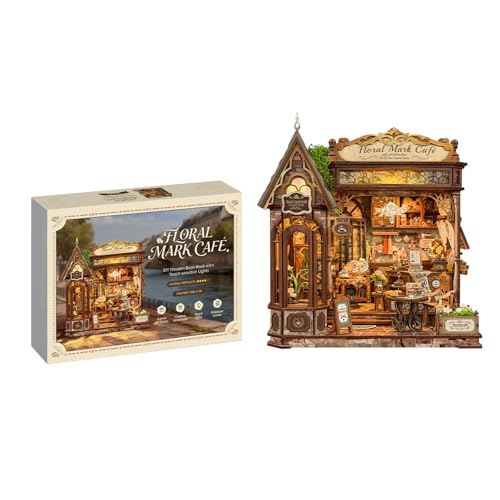 Floral Mark Cafe Book Nook Kit for Adults with LED Lights - color: Floral Mark Cafe