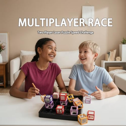 2026 New Laser Maze Reasoning Game, STEM Toys for Ages 8-13 with 60+ Challenges Puzzle Game, Ultimate STEM Logic Toys 37 Pcs Cubes, Learning Educational Toys Thinking Logic Games Ideal Children Gift