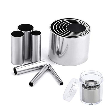 Fireboomoon 12 PCS Hole Hollow Punch Cutter Set with Storage Case,Stainless Steel Round Circle Ring Clay Cutters Ceramics Dotting Baking Indentation Mold Tools for Polymer Clay Pottery Handmade Craft - color: Silver 12pcs Round
