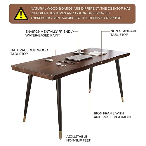 Sihtengxxhongs Modern Simple Style 55 Inch Standing Desk, Solid Wood Computer Desk with Black Metal Frame, Multipurpose Study Writing Workstation Desk for Home Office Bedroom Living Room - size: YC-1