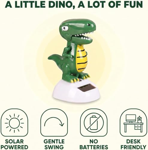 Green Cute Solar Powered Dancing Dinosaur,Decoration Gift,Swinging Dancer, No Battery Required,Desk and Dashboard Decor Home Decor Birthday Gifts Solar Power Kits
