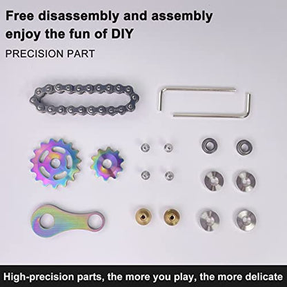 Bike Chain Gear Fidget Spinner Metal Sprocket Chain Fidget Toy, Colorful - color: Colorful Plating Sprockets